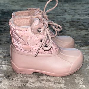 Sperry toddler girl pink duck boots.